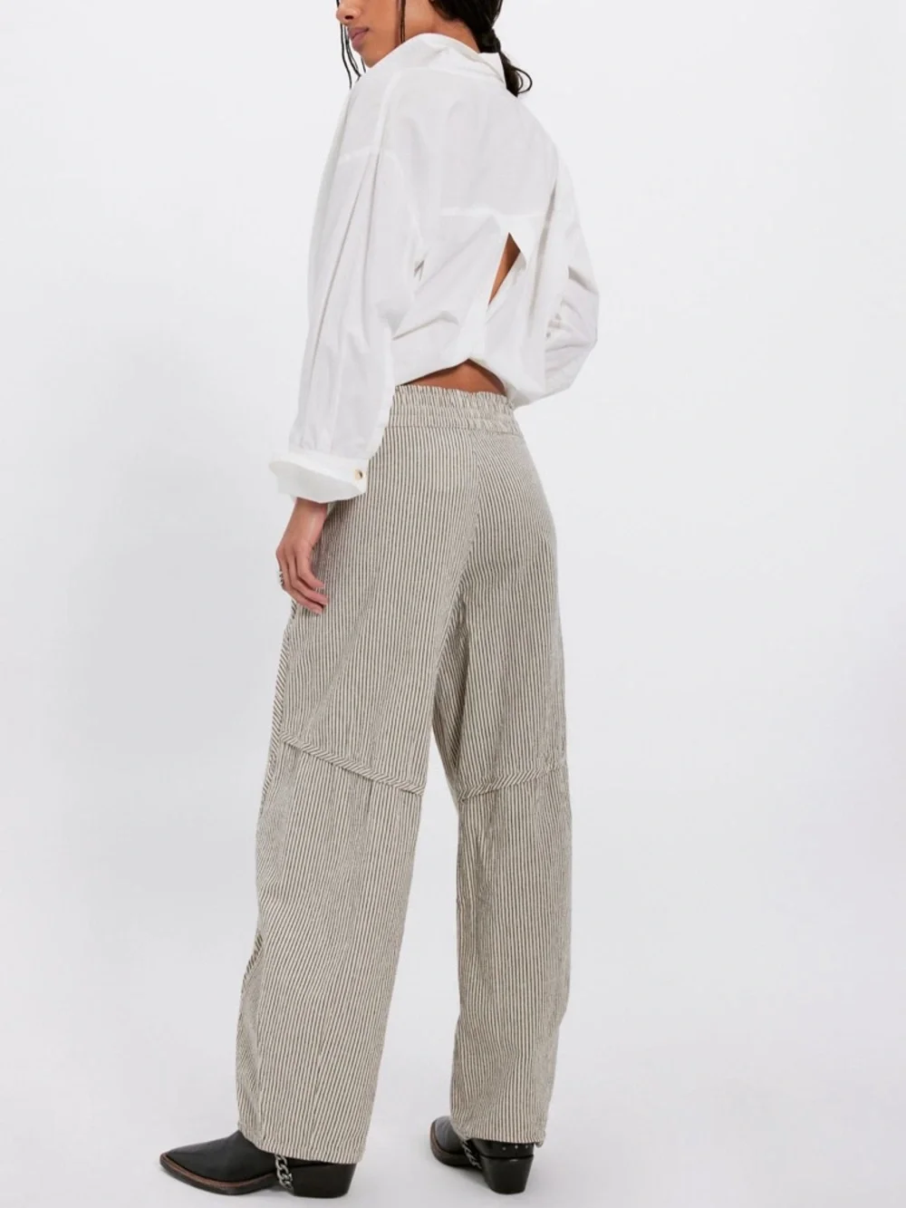 Free People Something Good Pinstripe Cotton Drawstring Pants NWOT